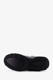 Black rubber sole with textured tread and embossed logo on dior men’s grey nylon sneakers back side