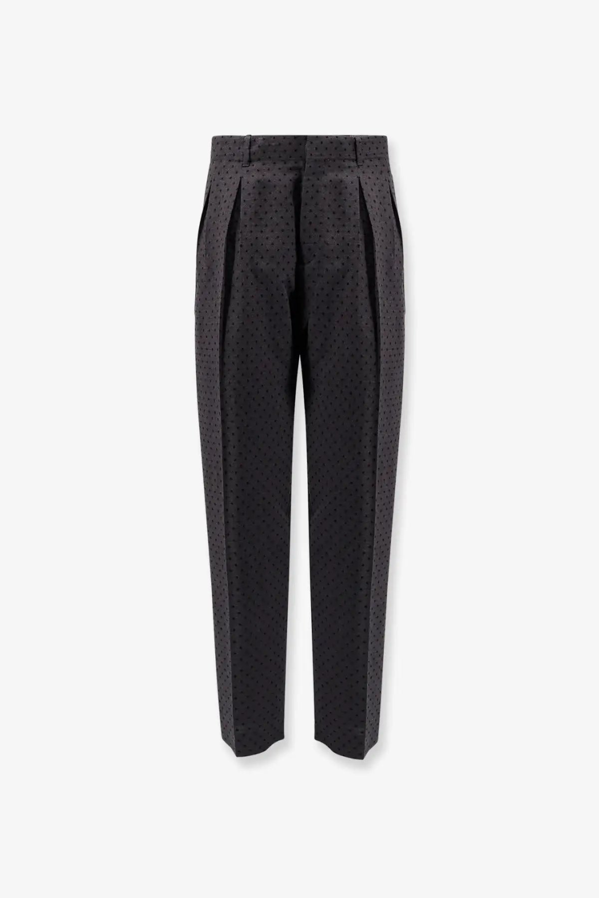 Dior men’s black pleated trousers with subtle polka dot virgin wool and alpaca jacquard fabric