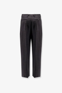 Dark gray dior men’s trousers with subtle polka dot pattern tailored straight-leg virgin wool and alpaca fabric