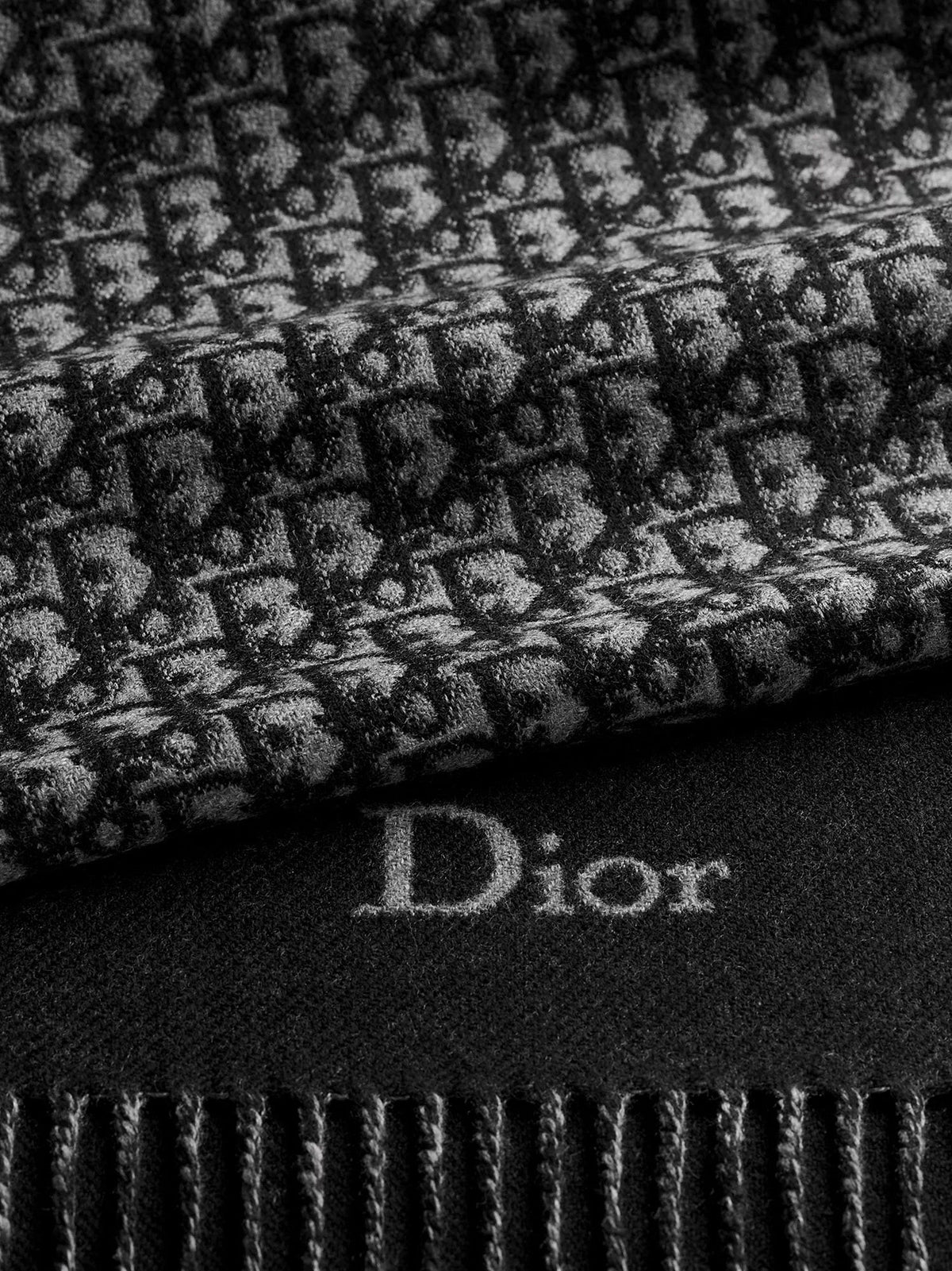 Dior Men's Wool Scarf Black, view 2