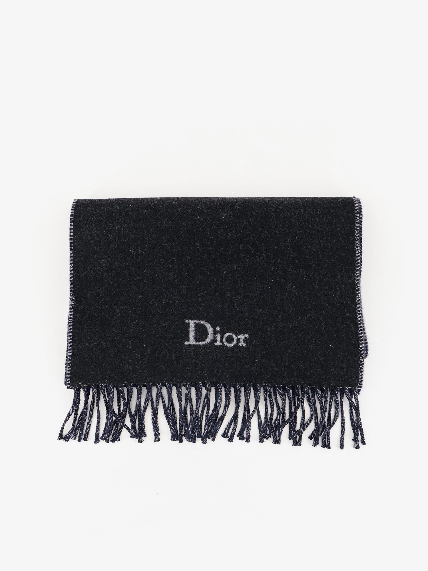 Dior Men's Dior Oblique Pattern Wool Scarf Blue