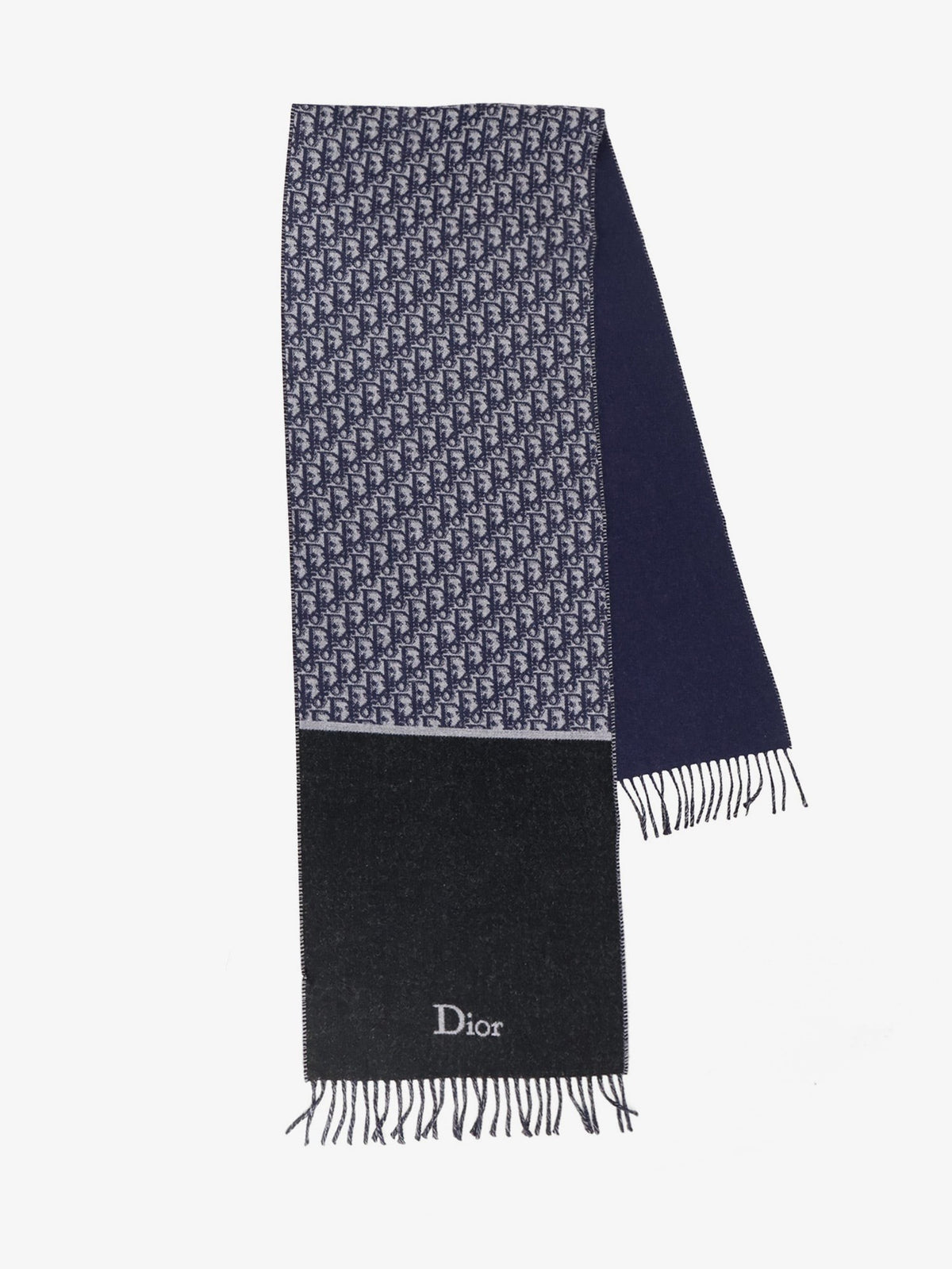 Dior Men's Dior Oblique Pattern Wool Scarf Blue