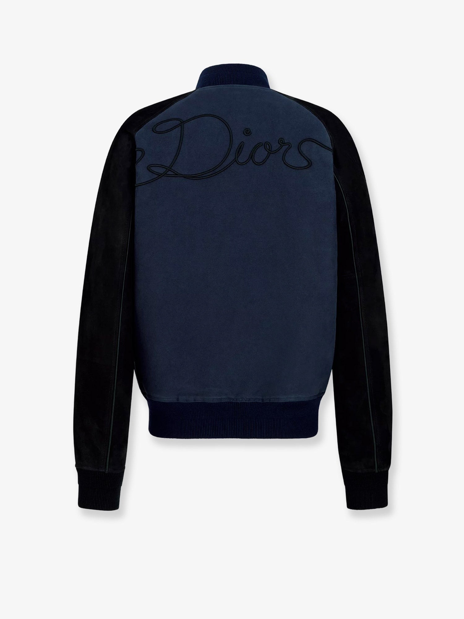 Dior Men's Dior Ribbon College Cotton and Suede Bomber Blue