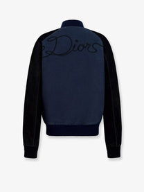 Dior Men's Dior Ribbon College Cotton and Suede Bomber Blue