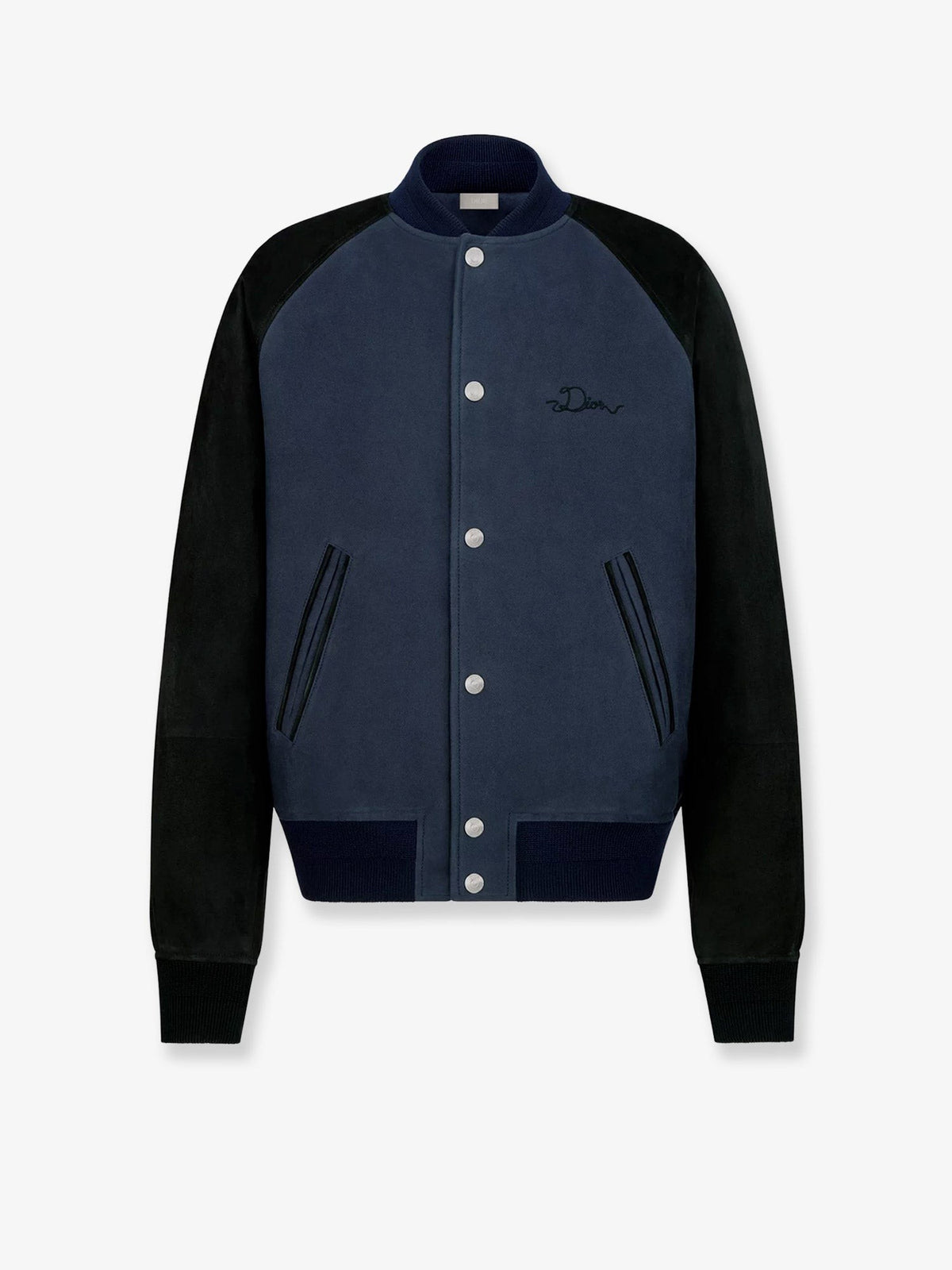 Dior Men's Dior Ribbon College Cotton and Suede Bomber Blue