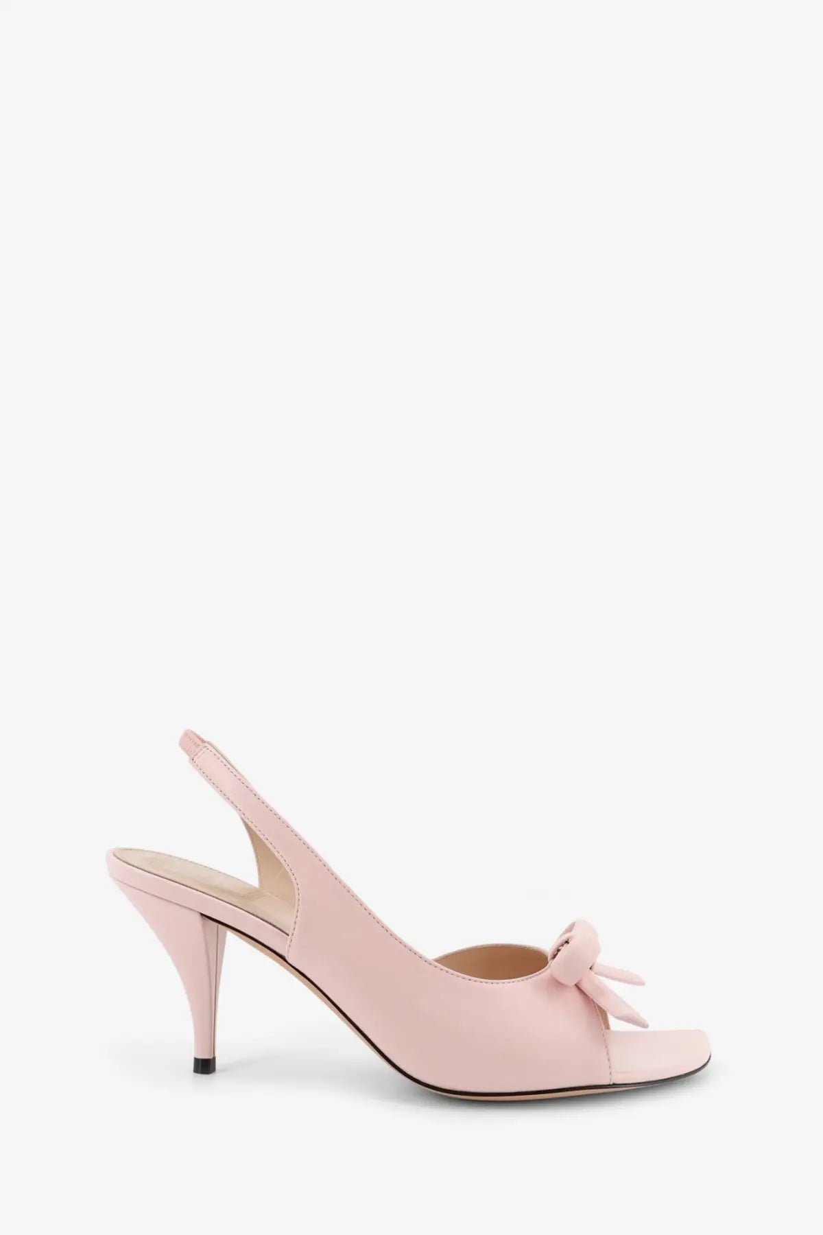 Delicate pink leather slingback pump with small bow at toe from Dior women’s bow leather sandals blue collection