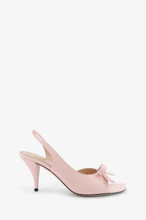 Delicate pink leather slingback pump with small bow at toe from Dior women’s bow leather sandals blue collection