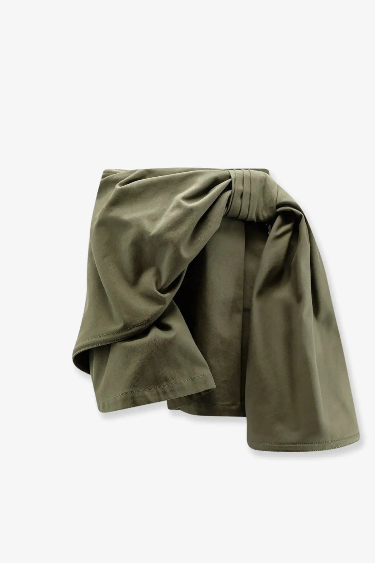 Dior women’s olive green cotton canvas mini skirt with gathered waistband and soft flowing fabric