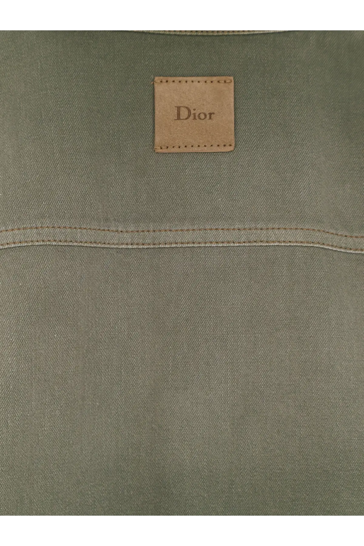 Olive green dior canvas jacket with tan leather patch featured with dior womens cotton shirt vert product