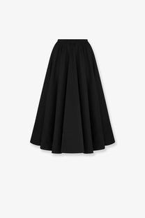 Dior women’s black silk midi skirt with high waist a-line silhouette and subtle pleats at the waistband