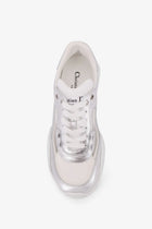 Dior Women's Laminated Leather Dior Tech Sneakers Silver, view 5