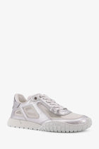 Dior Women's Laminated Leather Dior Tech Sneakers Silver, view 2