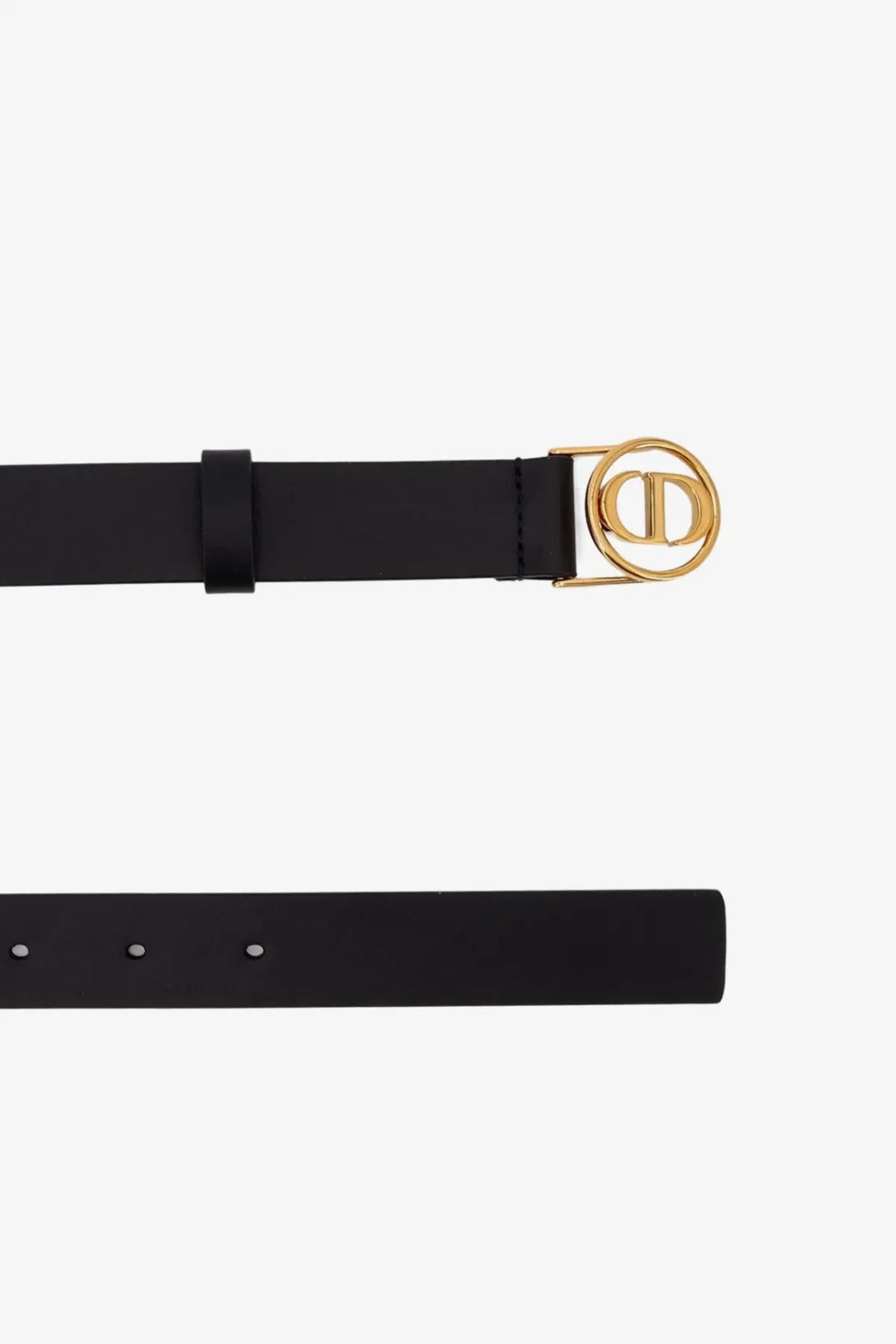 Black leather belt with gold-tone dior logo buckle designed for women by Dior