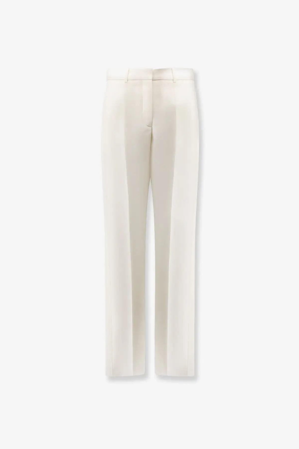 Cream-colored dior womens tuxedo wool and silk trousers with straight-leg tailored fit and subtle creases