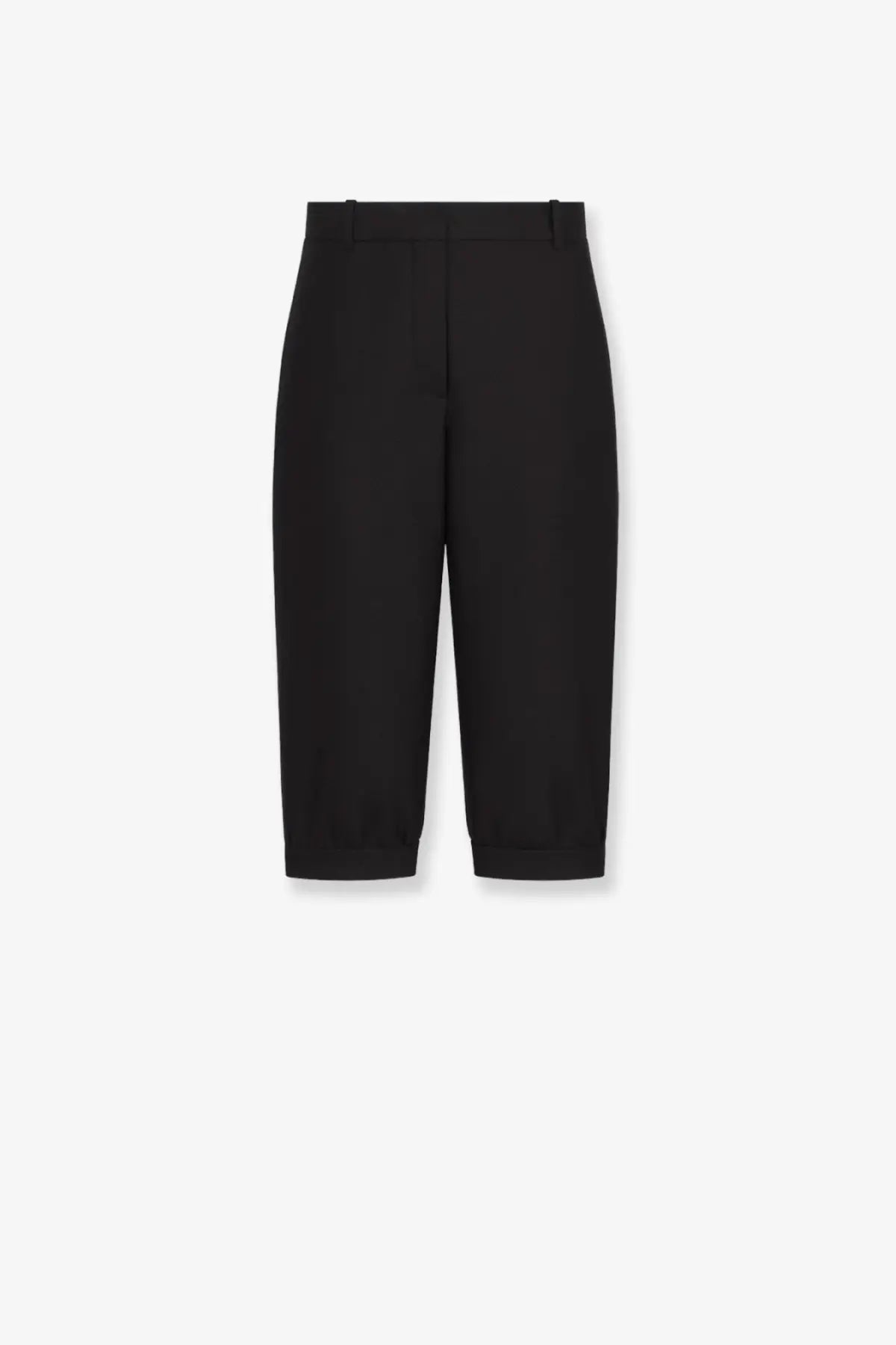 Black high-waisted cropped dior bermuda shorts in virgin wool and silk with a minimalist grain de poudre design