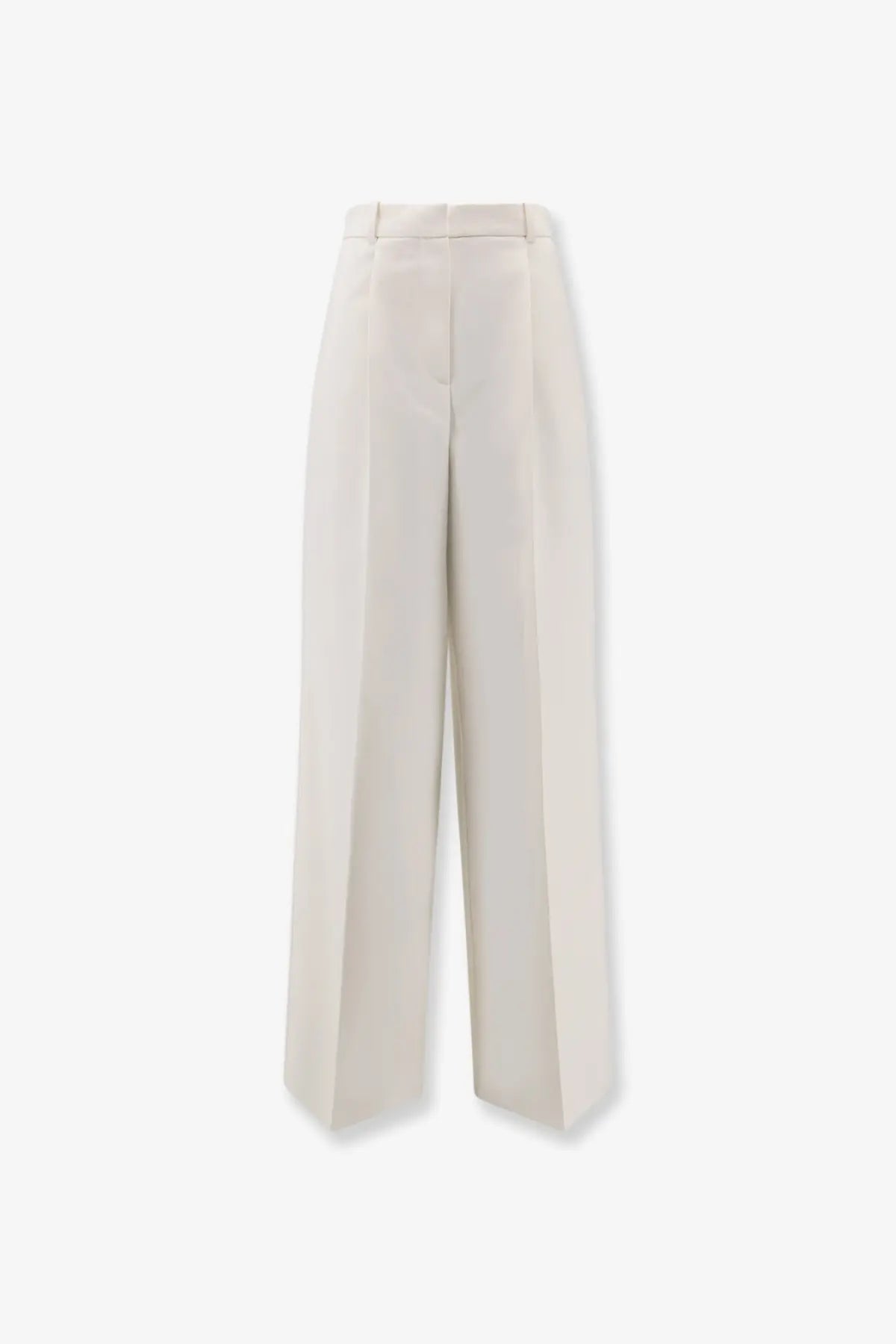 Cream-colored high-waisted wide-leg tailored virgin wool trousers for women by Dior in beige