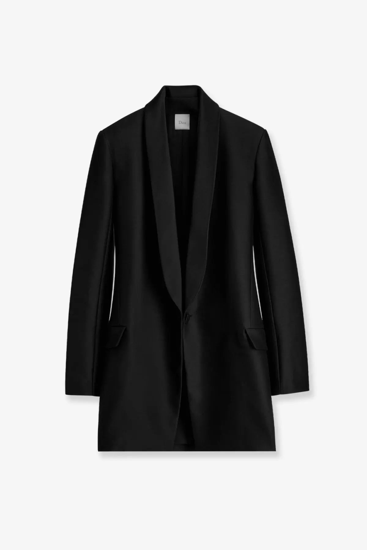 Dior women’s black wool and silk tuxedo blazer with a sleek tailored fit and notched lapels