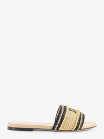 Dior Women's Dior Woven Dioriviera Technical Fabric and Crochet Raffia Sandals Beige