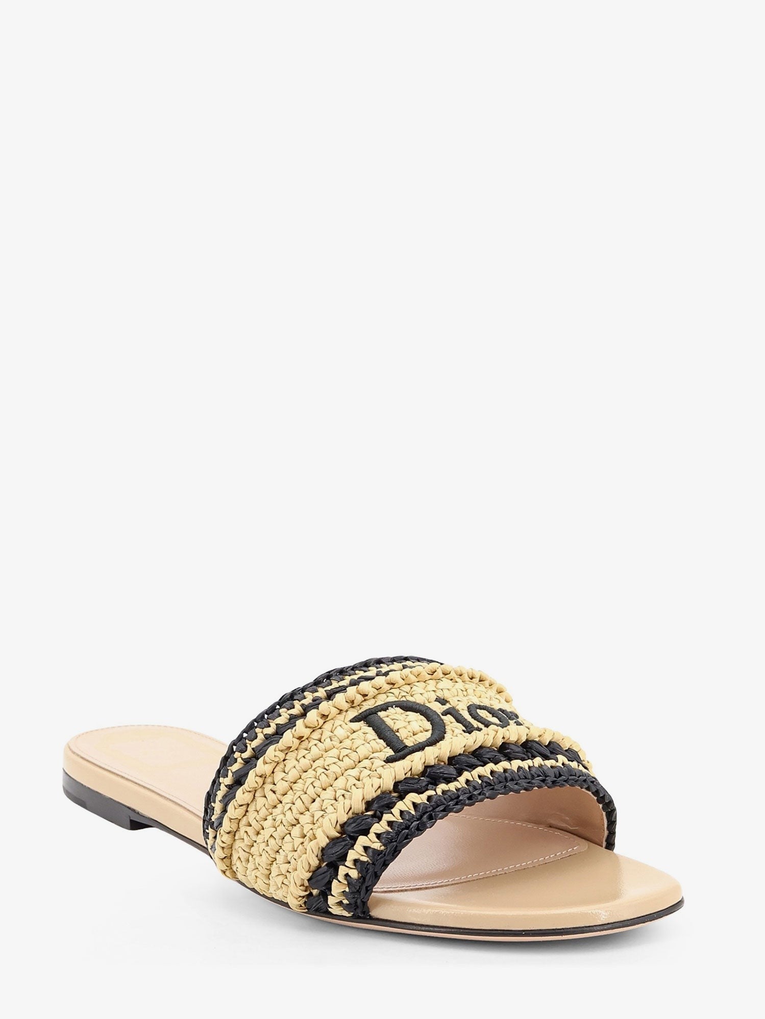 Dior Women's Dior Woven Dioriviera Technical Fabric and Crochet Raffia Sandals Beige