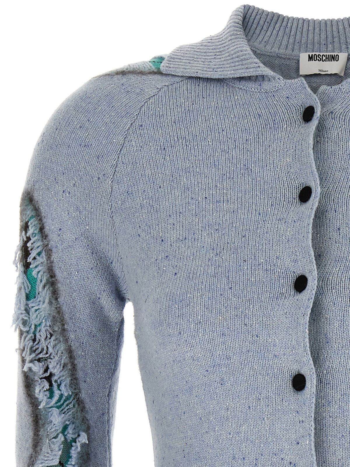Moschino Distressed Argyle Cardigan Blue