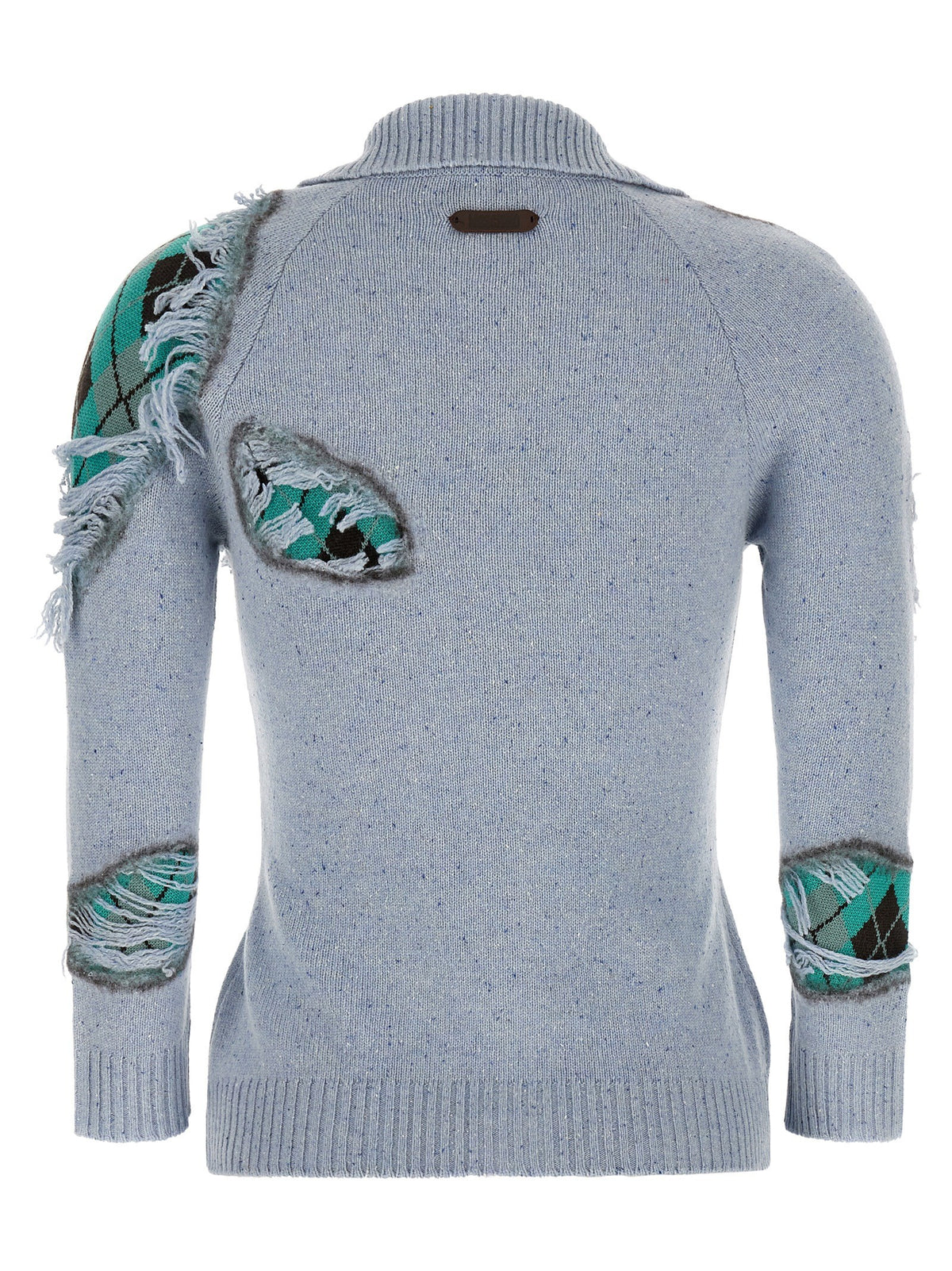 Moschino Distressed Argyle Cardigan Blue