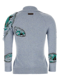 Moschino Distressed Argyle Cardigan Blue