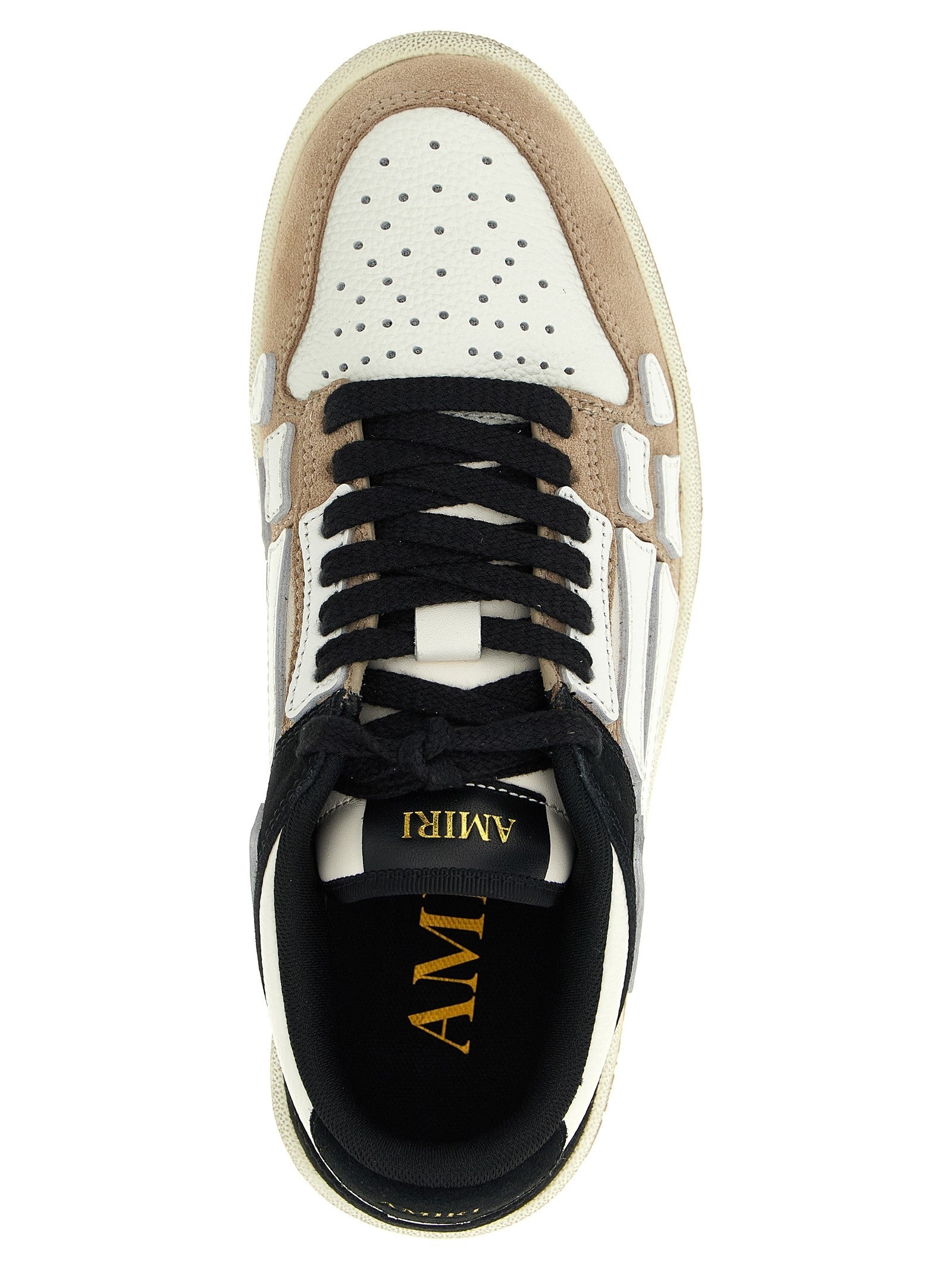 AMIRI Distressed Skel Top Low Sneakers Gold