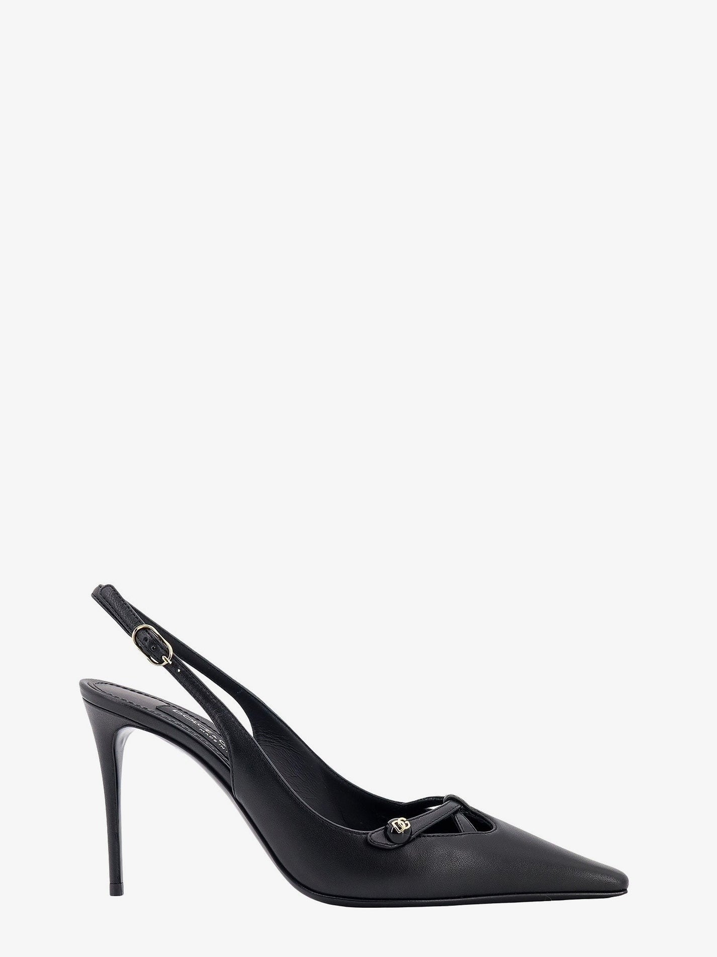 DOLCE e GABBANA - Leather Slingback With Metal Monogram - Home-&gt;Woman-&gt;Shoes-&gt;Pumps