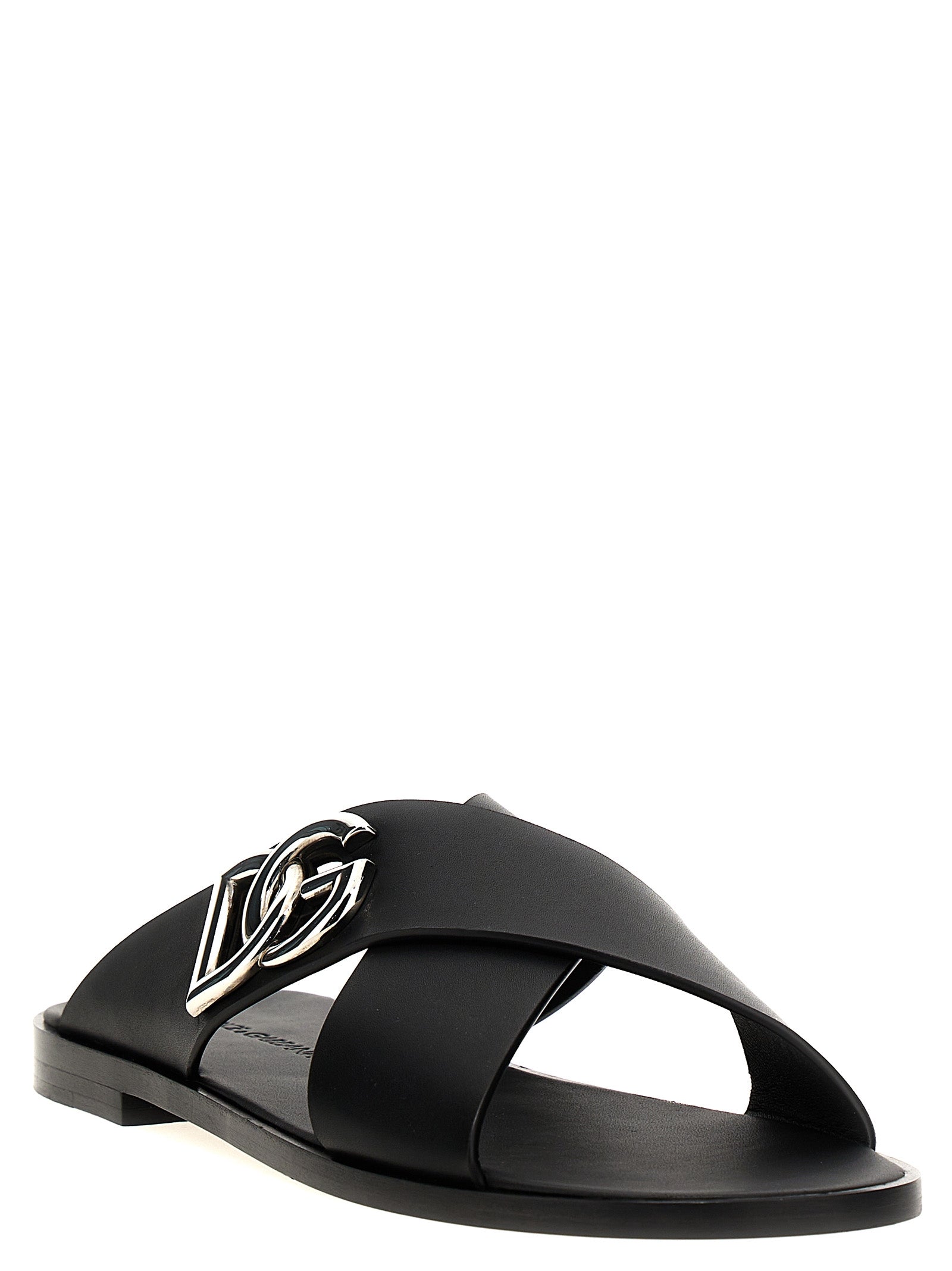 DOLCE &amp; GABBANA - DOLCE &amp; GABBANA - Logo leather sandals - Men’s Shoes