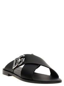 DOLCE &amp; GABBANA - DOLCE &amp; GABBANA - Logo leather sandals - Men’s Shoes