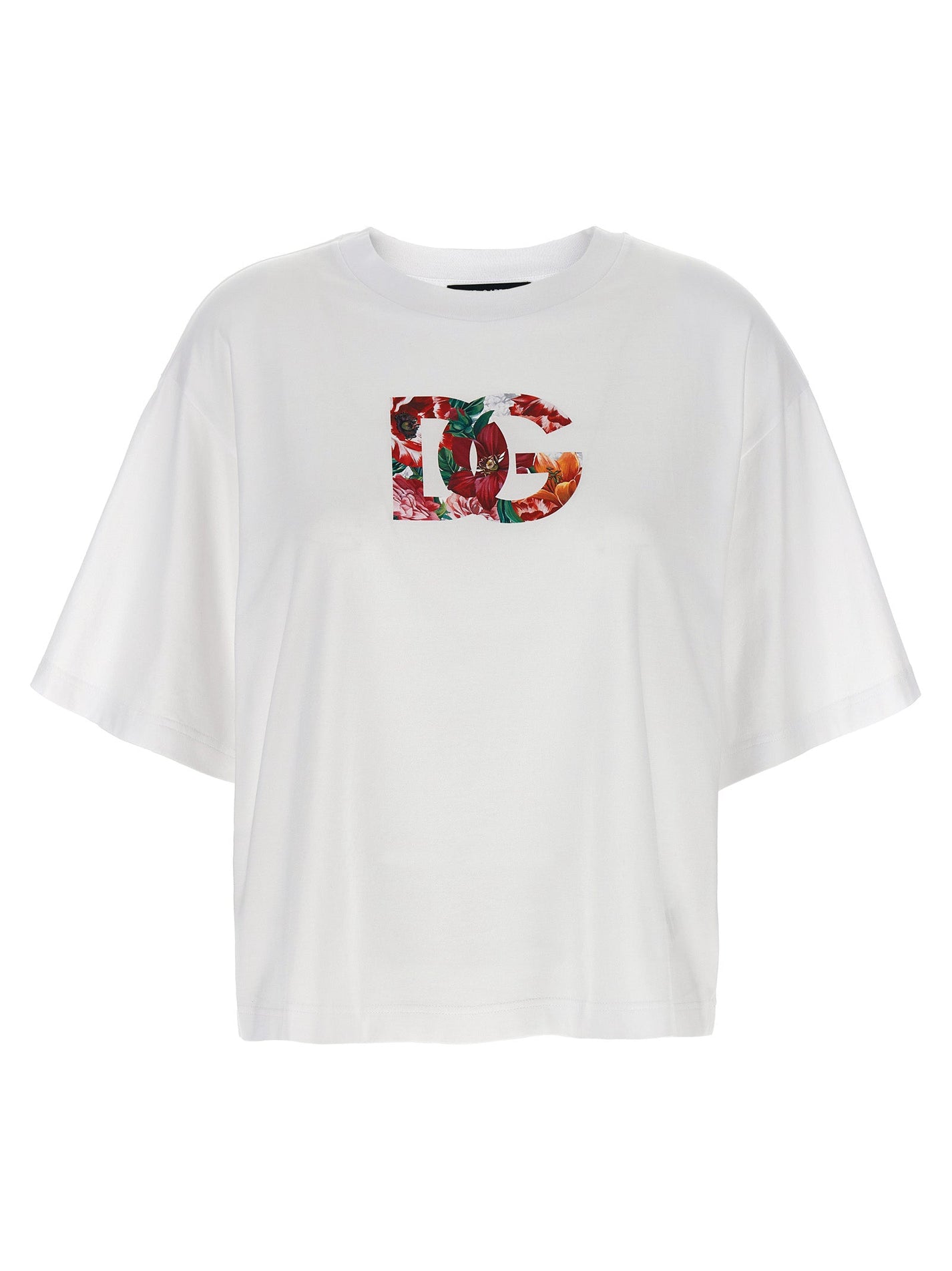 DOLCE &amp; GABBANA - DOLCE &amp; GABBANA - Floral logo t-shirt - Women’s Tops