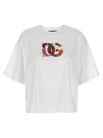 DOLCE &amp; GABBANA - DOLCE &amp; GABBANA - Floral logo t-shirt - Women’s Tops