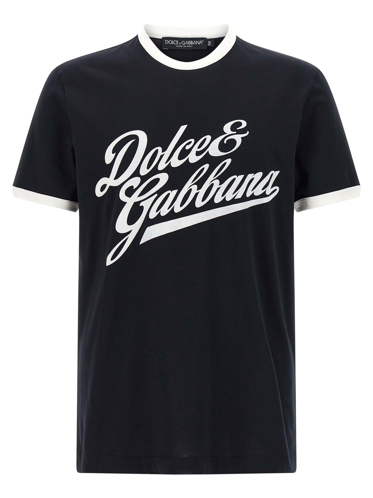 DOLCE &amp; GABBANA - DOLCE &amp; GABBANA - Velvet logo t-shirt - Men’s Tops