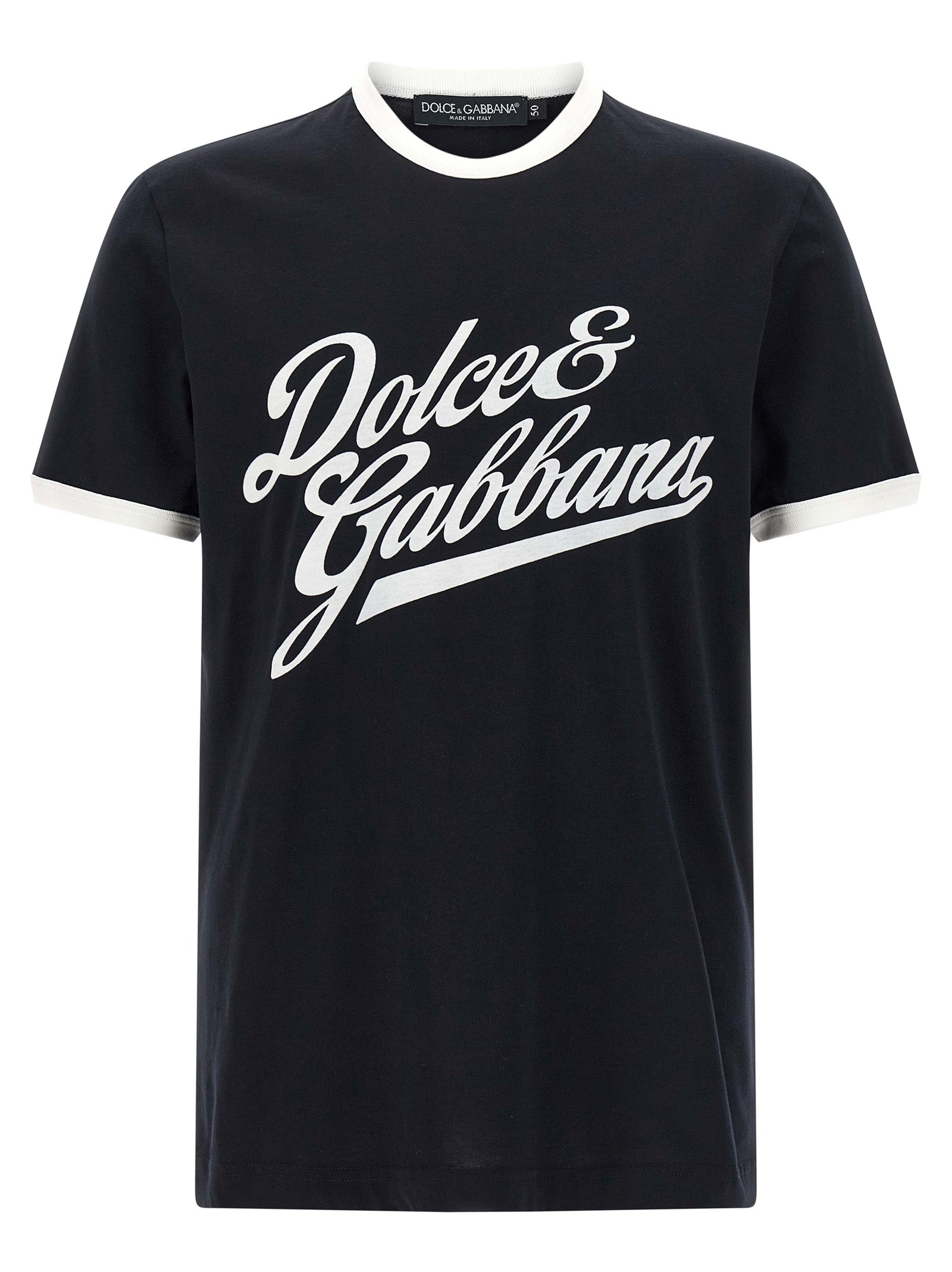 DOLCE &amp; GABBANA - DOLCE &amp; GABBANA - Velvet logo t-shirt - Men’s Tops