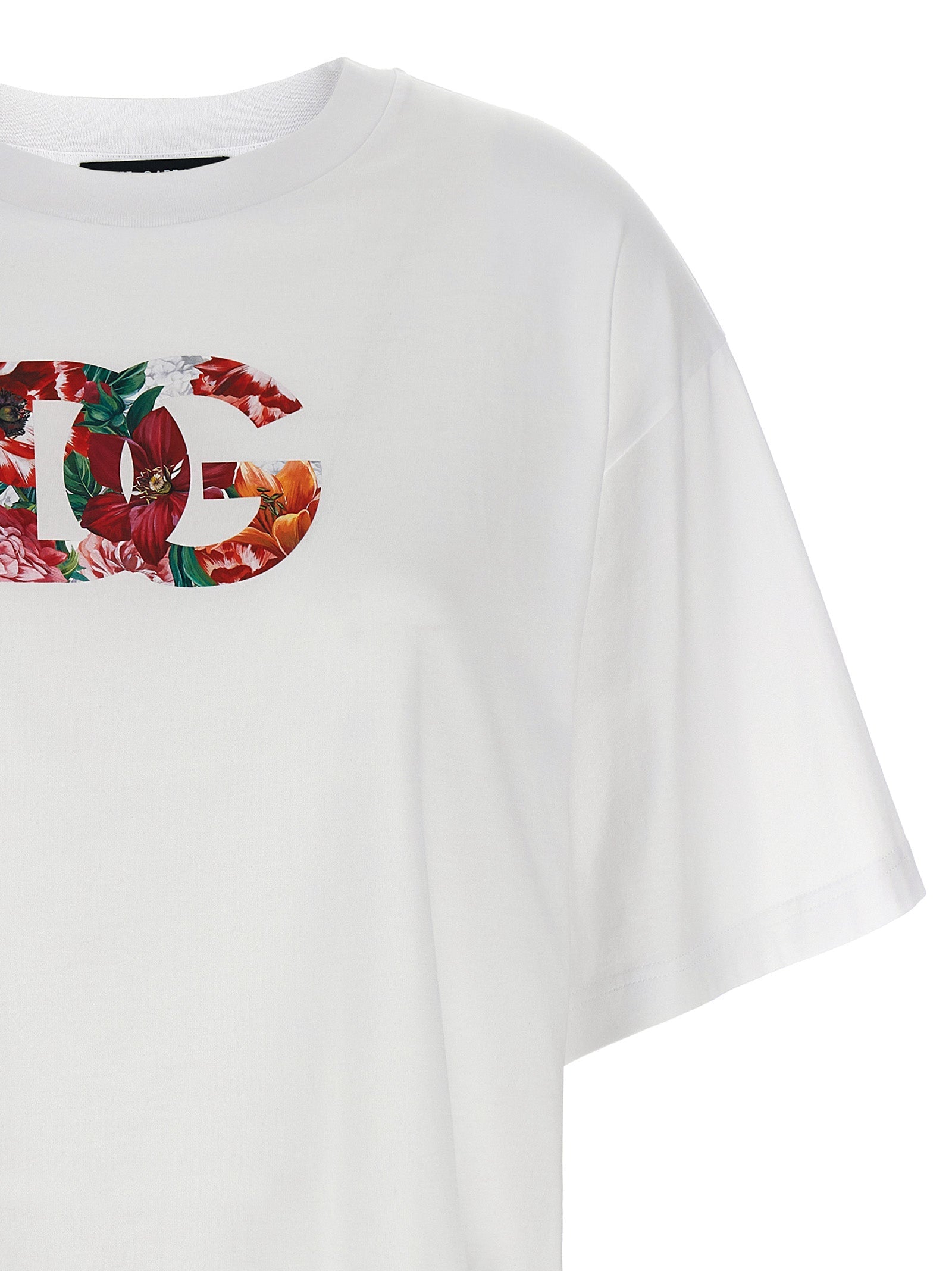 DOLCE &amp; GABBANA - DOLCE &amp; GABBANA - Floral logo t-shirt - Women’s Tops