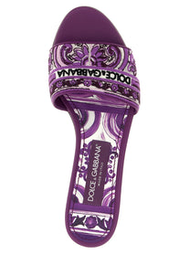 DOLCE &amp; GABBANA - DOLCE &amp; GABBANA - ’Maiolica’ embroidery slides - Women’s Shoes