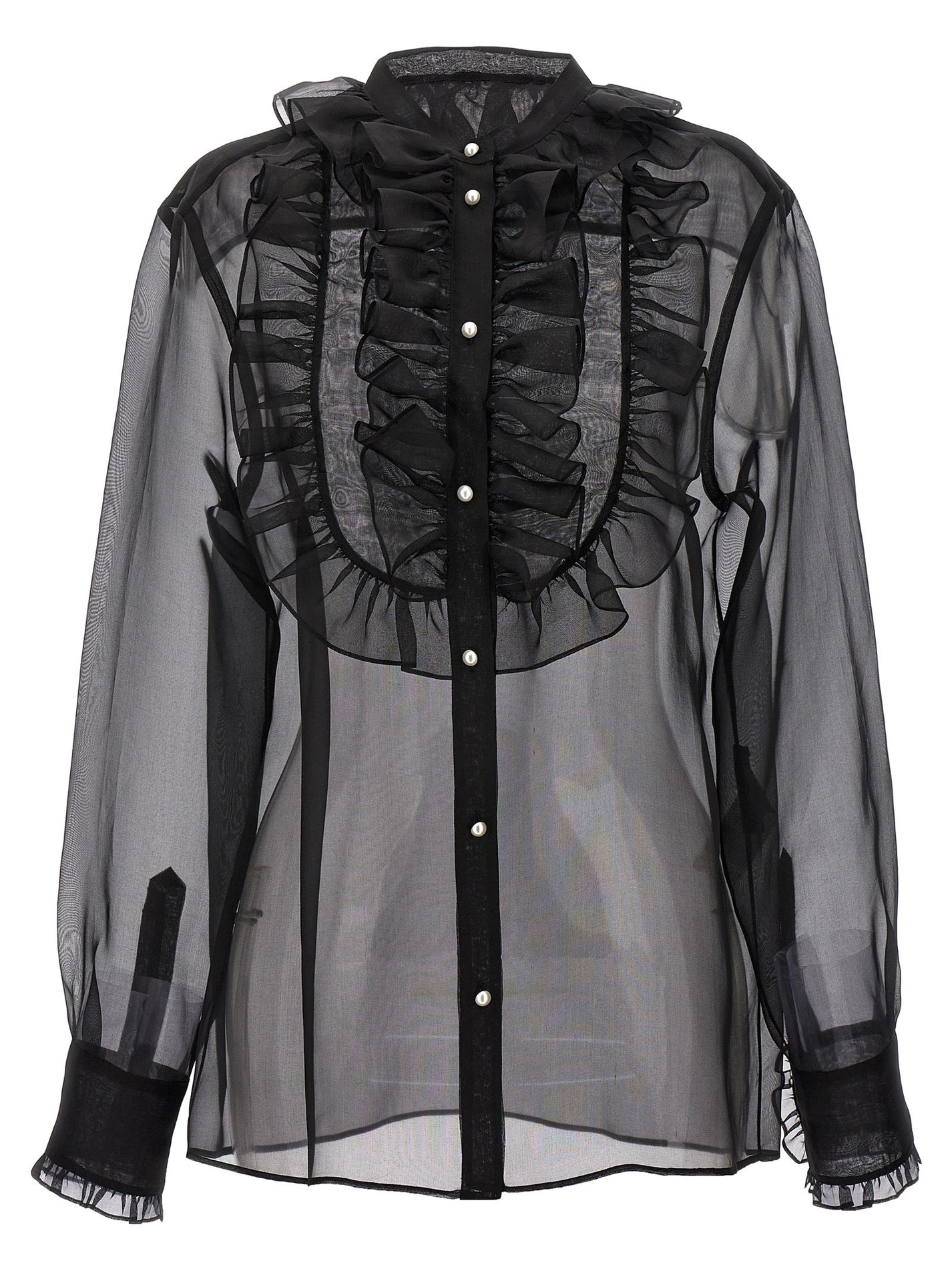 DOLCE &amp; GABBANA - DOLCE &amp; GABBANA - Plastron and ruffle shirt - Women’s Tops