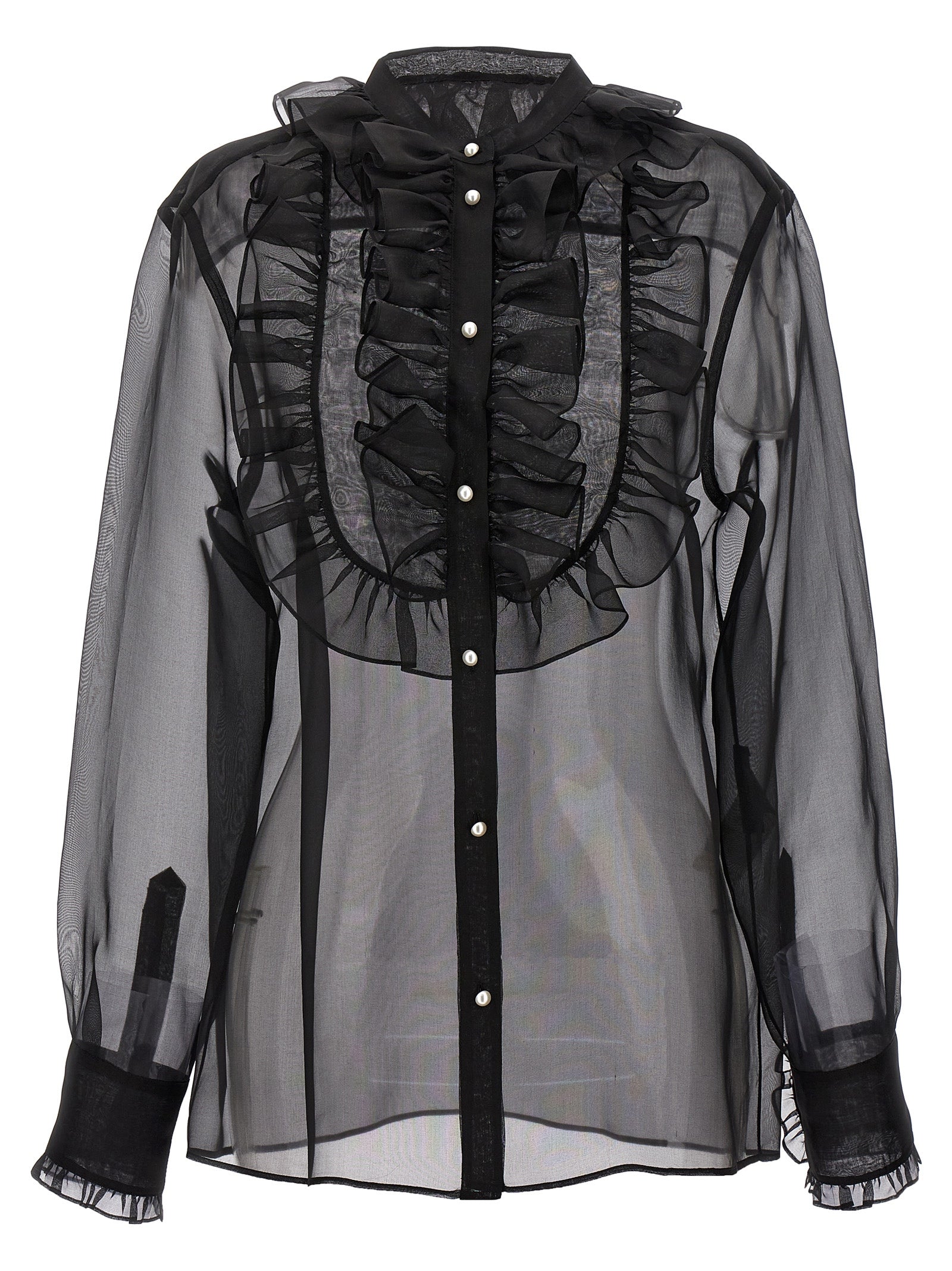 DOLCE &amp; GABBANA - DOLCE &amp; GABBANA - Plastron and ruffle shirt - Women’s Tops