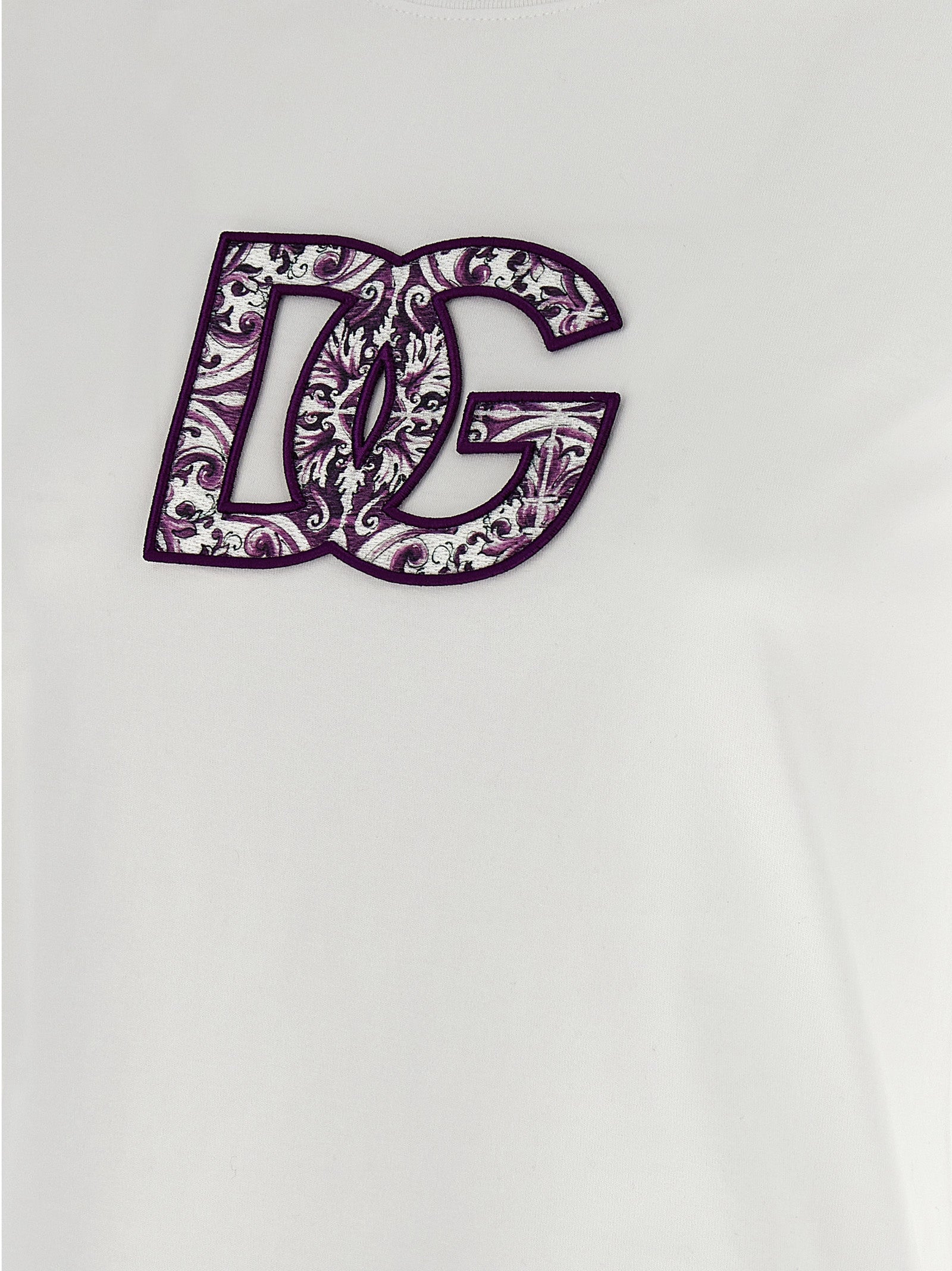 DOLCE &amp; GABBANA - DOLCE &amp; GABBANA - ’Maiolica’ logo patch t-shirt - Women’s Tops