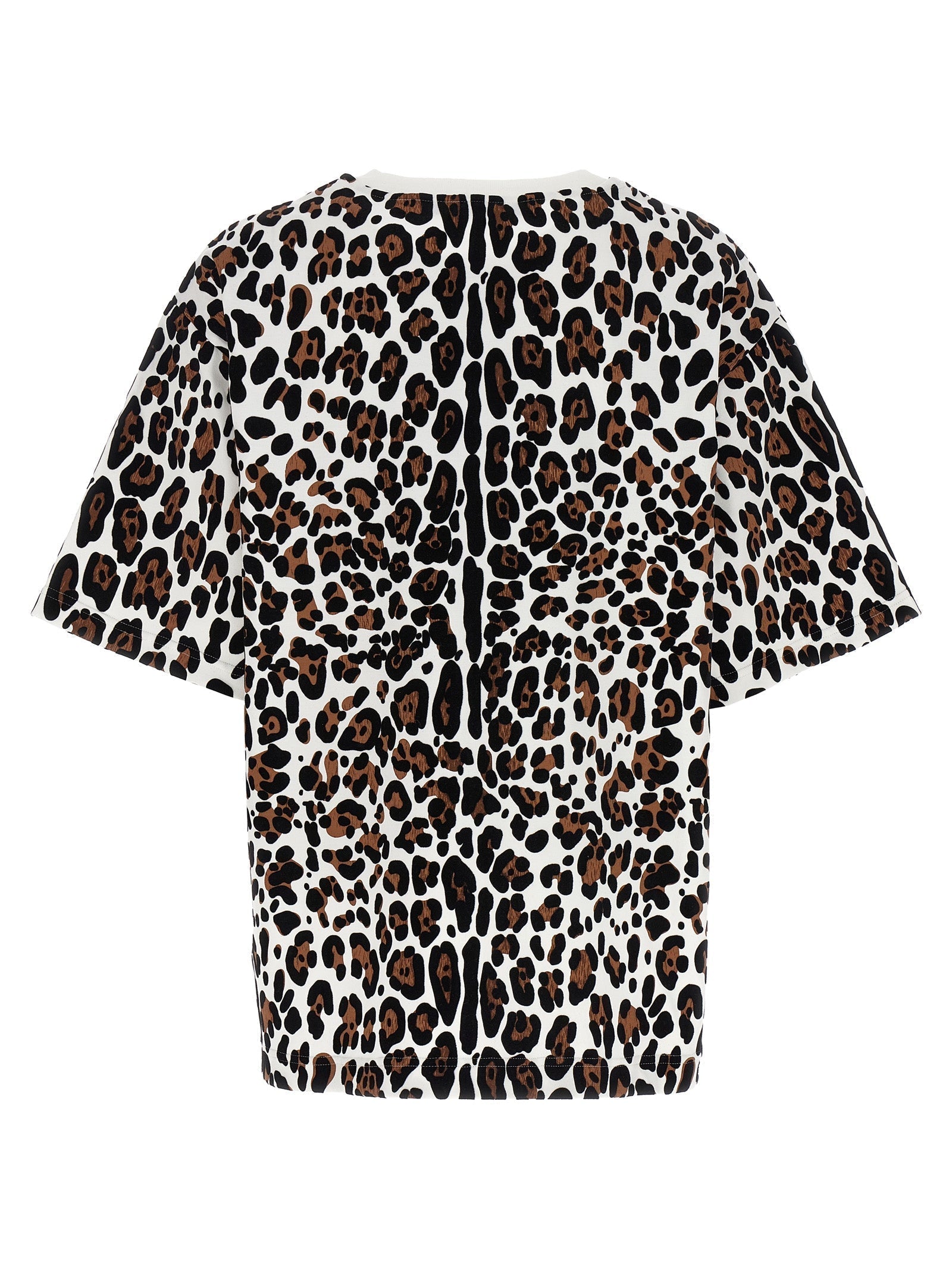 DOLCE &amp; GABBANA - DOLCE &amp; GABBANA - Animal print logo plaque T-shirt - Women’s Tops