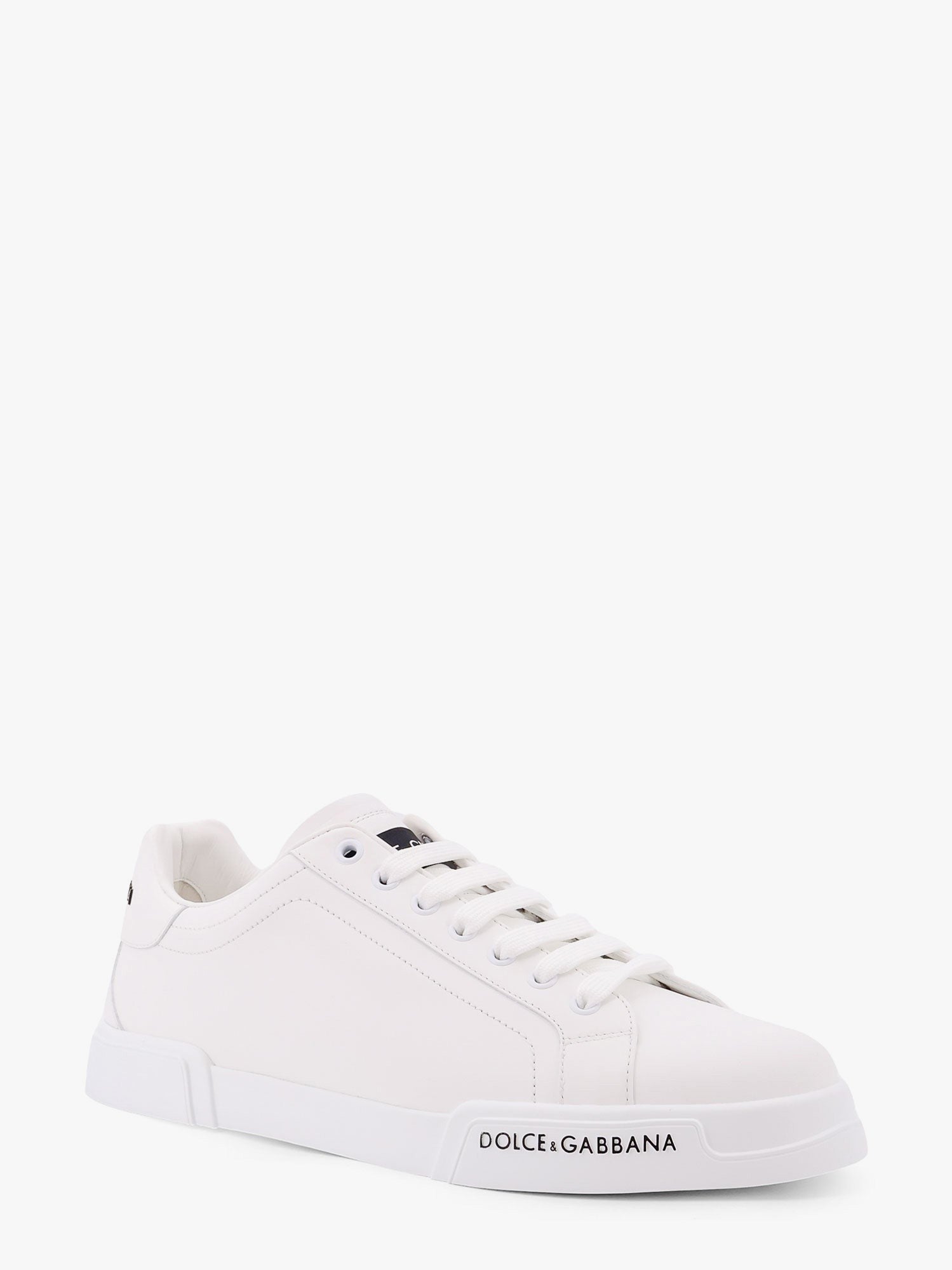 Dolce &amp; Gabbana - Dolce &amp; Gabbana Leather Sneakers With Lateral Logo Patch - Men’s Shoes