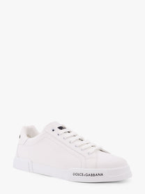 Dolce &amp; Gabbana - Dolce &amp; Gabbana Leather Sneakers With Lateral Logo Patch - Men’s Shoes