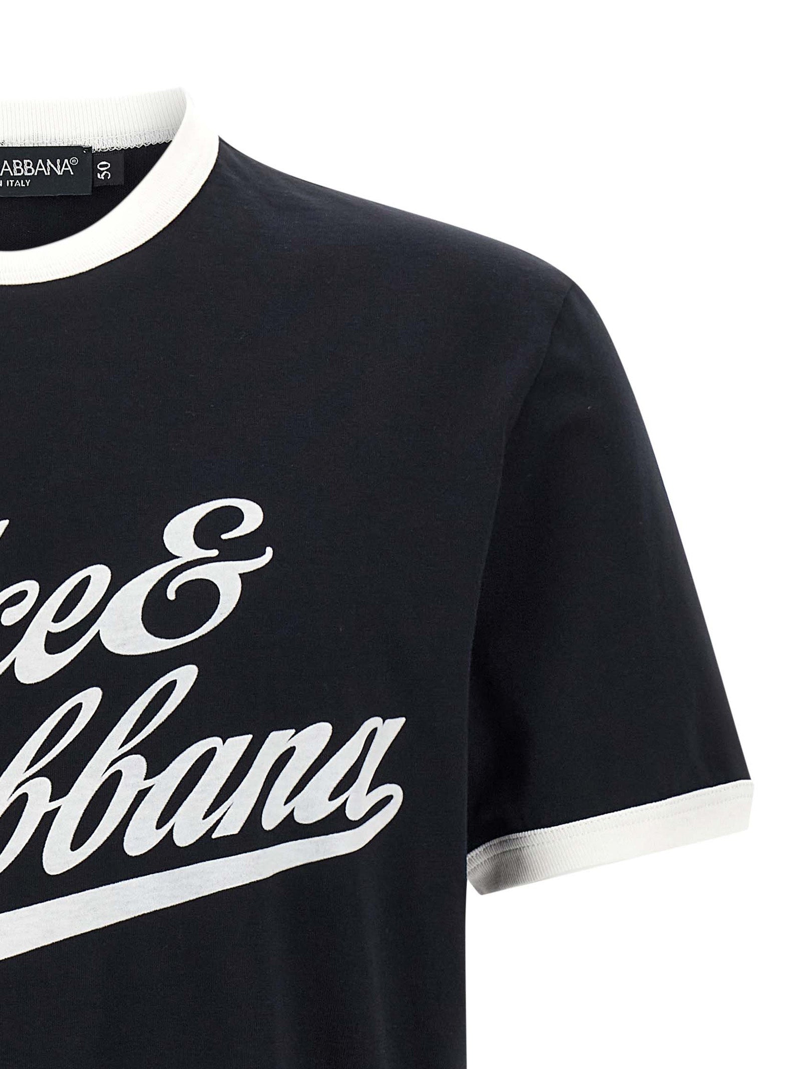 DOLCE &amp; GABBANA - DOLCE &amp; GABBANA - Velvet logo t-shirt - Men’s Tops