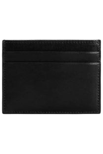 Dolce &amp; Gabbana men’s black leather card holder with stitched edges and two horizontal card slots
