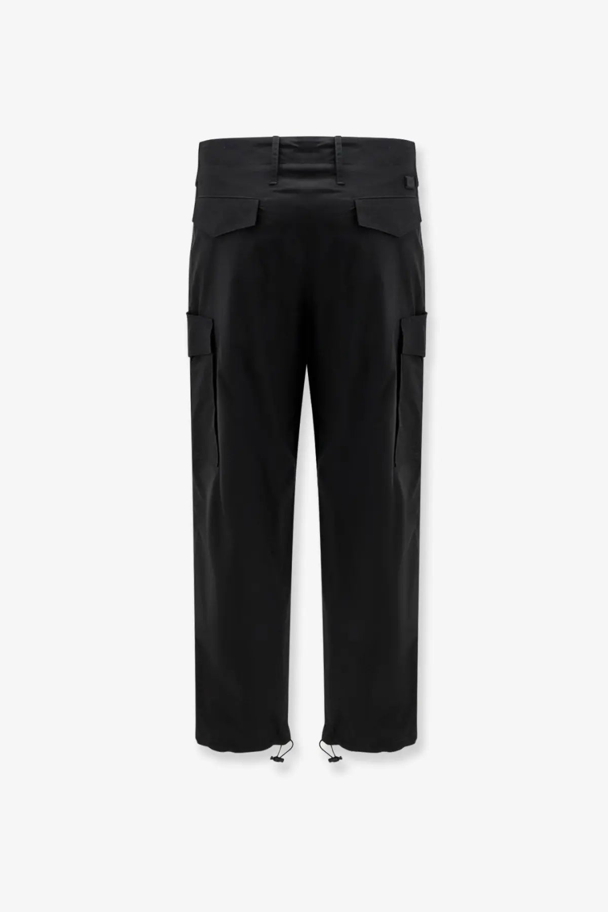 Dolce &amp; gabbana men’s black high waist cargo stretch cotton trousers with multiple pockets and drawstring cuffs