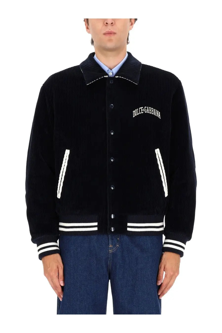 Dolce &amp; Gabbana Men's Corduroy Bomber Jacket Blue