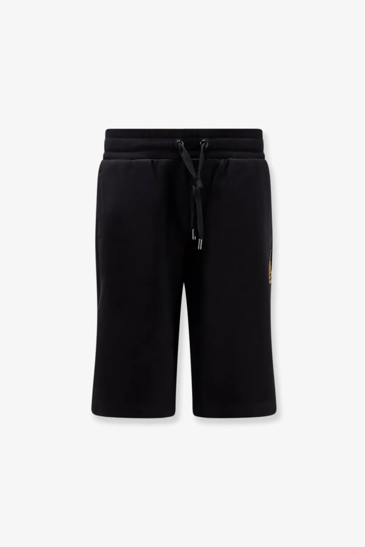 Dolce &amp; Gabbana men’s black cotton bermuda shorts with drawstring waistband and subtle gold logo on the side