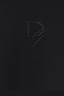 Dolce gabbana men’s black cotton shirt with subtle dark gray embroidered dg monogram on black fabric