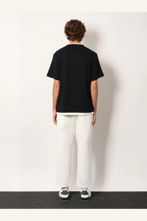 Dolce &amp; Gabbana men’s black cotton short-sleeved t-shirt with a white ribbed crew neckline