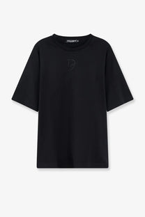 Black dolce and gabbana men’s cotton t shirt with subtle embroidered logo on the chest